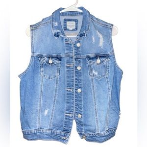 Wax Jeans Women's Classic Cropped Denim Vest size large